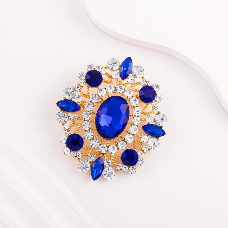 LAXPICOL Vintage Clear Austrian Crystal Brooch Pin for Women Elegant Wedding Bridal Brooches Broach Pin 1.69"*1.39" - Image 4